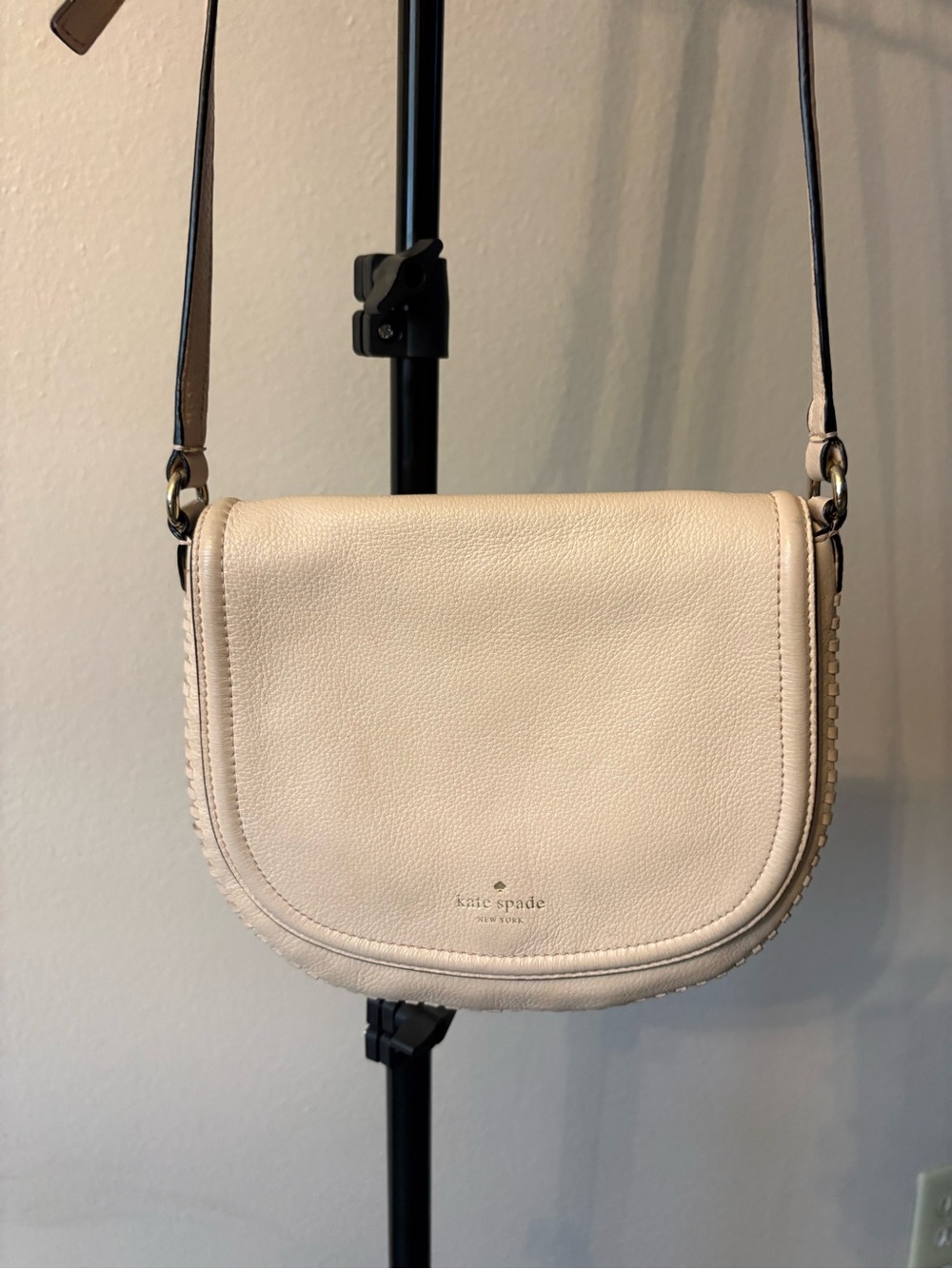 kate spade Cream Pebbled Leather Crossbody Saddle Bag